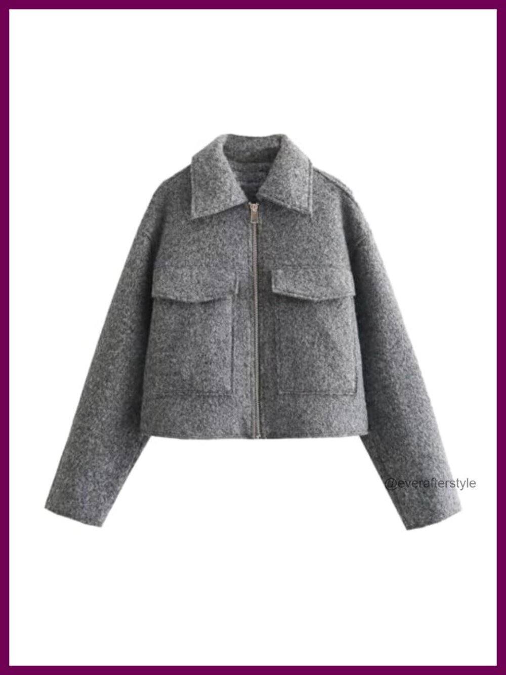 Women's Wool Blend Overcoat Zip Front Loose Fit Casual Winter Coat